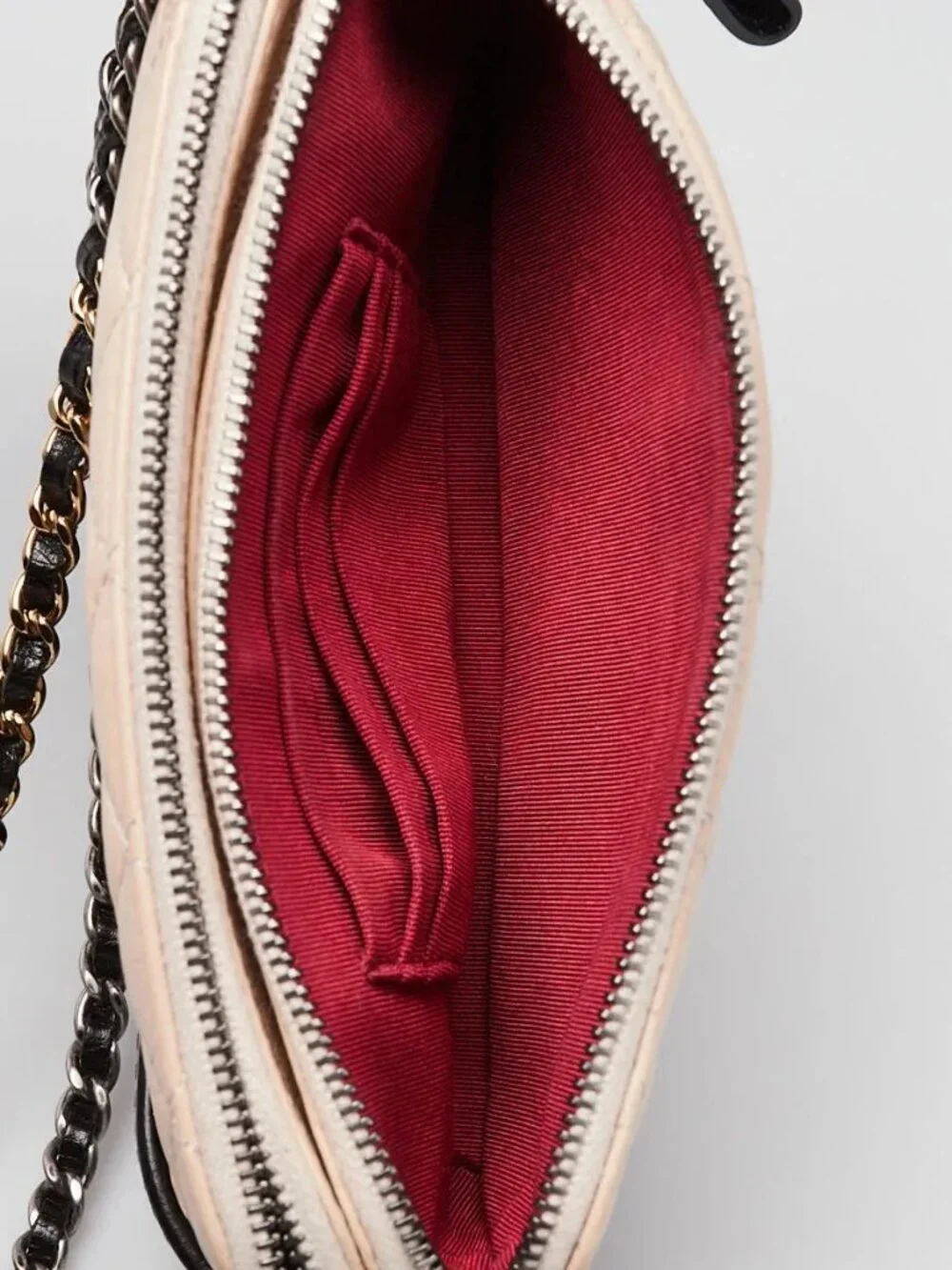 Chanel Beige/Black Quilted Leather Gabrielle Clutch With Chain Bag